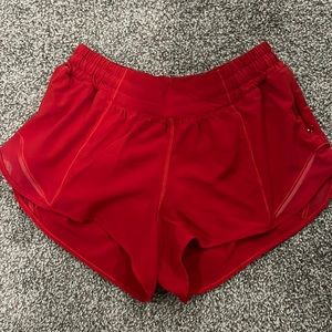 Red Lululemon Hotty Hot Shorts